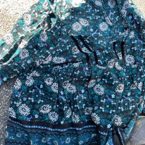 Old Navy Teal and Black Floral Dress - Picture 1 of 5